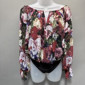 Express Women's Lined Body Top Black Floral Pattern Sz Small